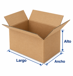 Las cajas RSC se definen por tres medidas internas: largo × ancho × alto